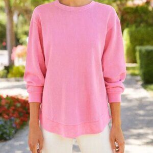 SunnySide by Sundry Size L Waffle Knit Sweatshirt Pink Crewneck Pullover